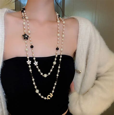 chanel necklace pearl dupe|fake Chanel necklace.